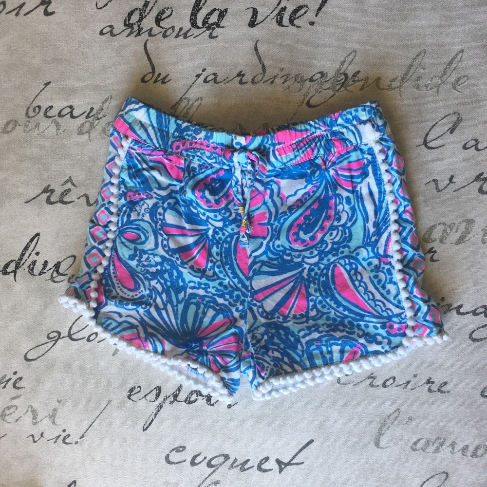 3t Lily Pulitzer Pom Pom trim shorts summer